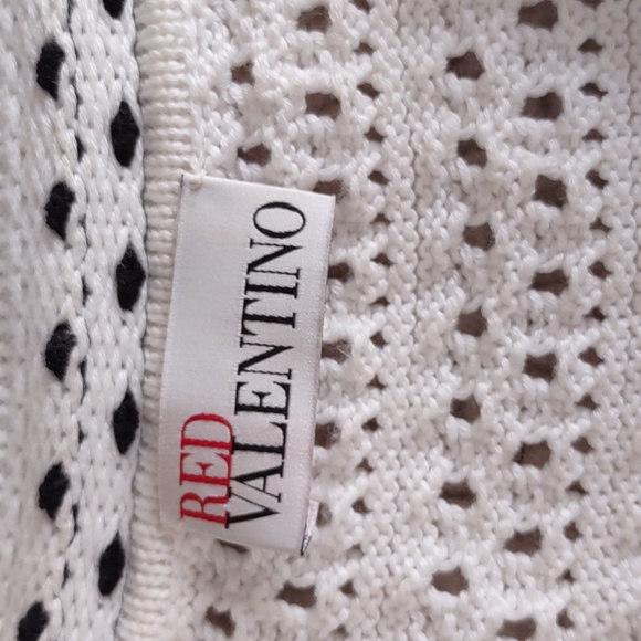 Red Valentino Size Large Crochet Knit Short Sleeve Front Zip Sweater - Picture 3 of 16